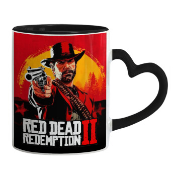 Red Dead Redemption 2, Κούπα καρδιά χερούλι μαύρη, κεραμική, 330ml