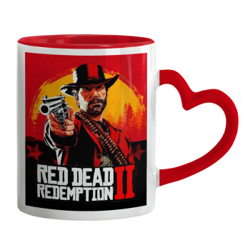 Red Dead Redemption 2, Κούπα καρδιά χερούλι κόκκινη, κεραμική, 330ml