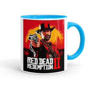 Red Dead Redemption 2, Mug colored light blue, ceramic, 330ml