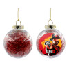 Transparent Christmas tree ball ornament with red filling 8cm