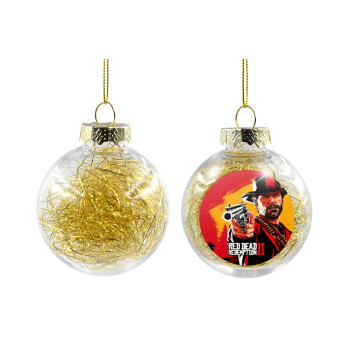 Red Dead Redemption 2, Transparent Christmas tree ball ornament with gold filling 8cm