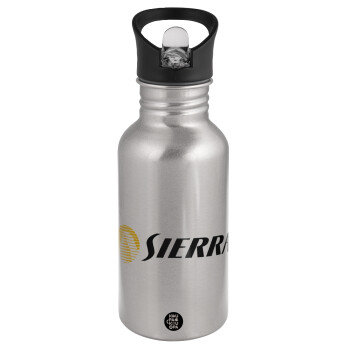 SIERRA, Water bottle Silver with straw, stainless steel 500ml