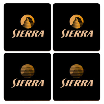 SIERRA, ΣΕΤ x4 Σουβέρ ξύλινα τετράγωνα plywood (9cm)