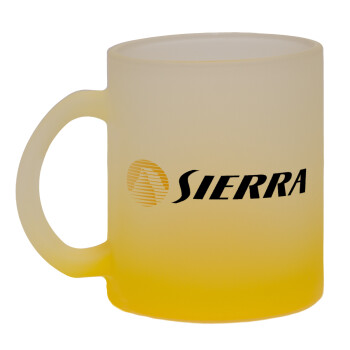 SIERRA, Κούπα γυάλινη δίχρωμη με βάση το κίτρινο ματ, 330ml