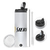 Tumbler stainless steel 600ml, with metal straw & cleaning brush