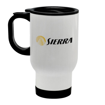 SIERRA, Stainless steel travel mug with lid, double wall white 450ml