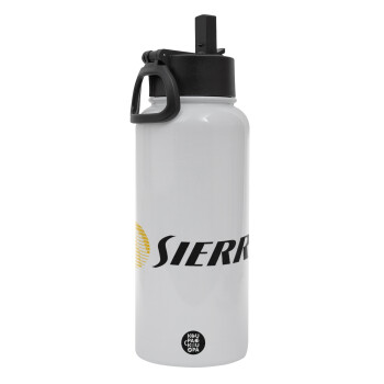 SIERRA, Metal mug thermo White with Straw and Spout Lid (Stainless steel), double wall, 950ml