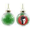 Transparent Christmas tree ball ornament with green filling 8cm