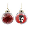 Transparent Christmas tree ball ornament with red filling 8cm