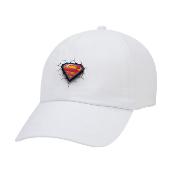 Superman cracked, Adult Baseball Cap White 5-panel (POLYESTER, ADULT, UNISEX, ONE SIZE)