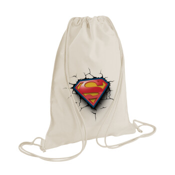 Superman cracked, Backpack bag GYMBAG natural (28x40cm)