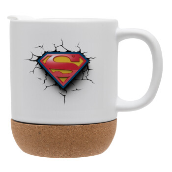 Superman cracked, Ceramic coffee mug Cork (MAT), 330ml (1pcs)