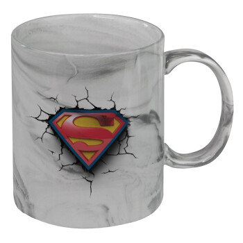 Superman cracked, Mug ceramic marble style, 330ml