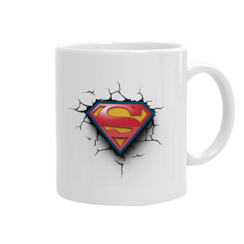 Superman cracked, Ceramic coffee mug, 330ml (1pcs)