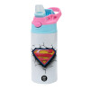 Children's hot water bottle, stainless steel, with safety straw, Pink/BlueCiel (360ml) BPA FREE