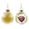 Transparent Christmas tree ball ornament with gold filling 8cm