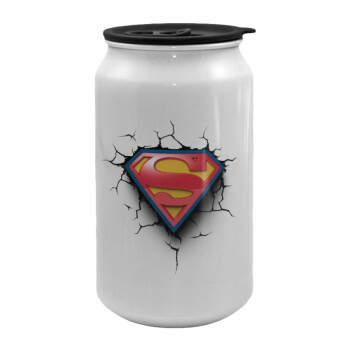 Superman cracked, Κούπα ταξιδιού μεταλλική με καπάκι (tin-can) 500ml