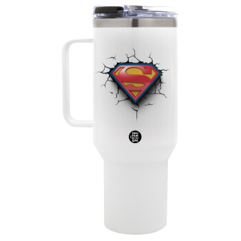 Superman cracked, Mega Tumbler με καπάκι, διπλού τοιχώματος (θερμό) 1,2L