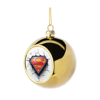 Superman cracked, Golden Christmas tree ball ornament 8cm