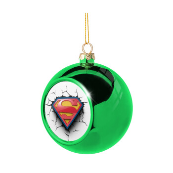 Superman cracked, Green Christmas tree ornament ball 8cm