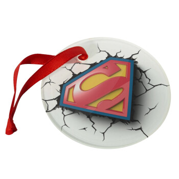 Superman cracked, Christmas ornament glass 9cm