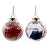 Transparent Christmas tree ball ornament with red filling 8cm