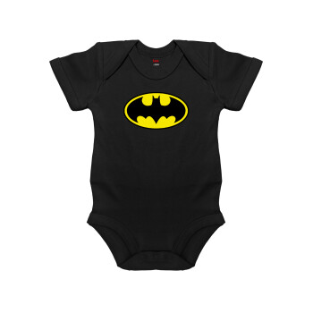 Batman, Βρεφικό φορμάκι μωρού, 0-18 μηνών, ΜΑΥΡΟ, 100% Organic Cotton, κοντομάνικο