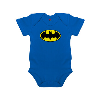 Batman, Βρεφικό φορμάκι μωρού, Μπλε Κοβαλτίου, 100% Organic Cotton, κοντομάνικο