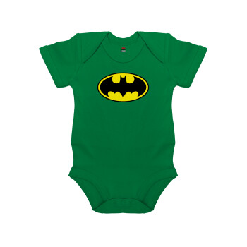 Batman, Βρεφικό φορμάκι μωρού, ΠΡΑΣΙΝΟ, 100% Organic Cotton, κοντομάνικο