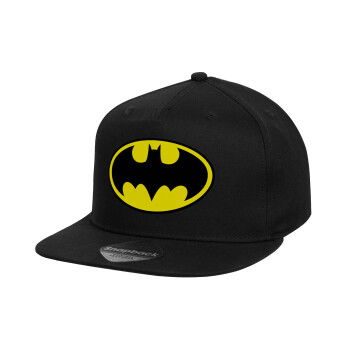 Batman, Children's Flat Snapback Hat, Black (100% COTTON, CHILD, UNISEX, ONE SIZE)