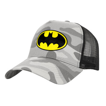 Batman, Adult Structured Trucker Hat, with Mesh, (Camouflage) Army Camo (100% COTTON, ADULT, UNISEX, ONE SIZE)