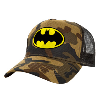 Batman, Adult Structured Trucker Hat, with Mesh, (Camouflage) Army (100% COTTON, ADULT, UNISEX, ONE SIZE)