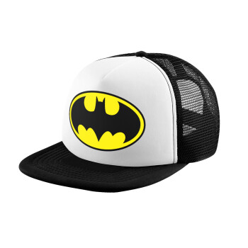 Batman, Child's Soft Trucker Hat with BLACK/WHITE Mesh (POLYESTER, CHILD, ONE SIZE)