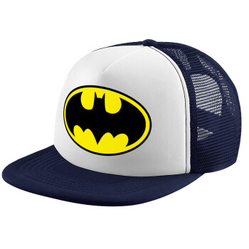 Batman, Καπέλο παιδικό Soft Trucker με Δίχτυ ΜΠΛΕ ΣΚΟΥΡΟ/ΛΕΥΚΟ (POLYESTER, ΠΑΙΔΙΚΟ, ONE SIZE)