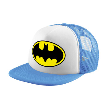 Batman, Child's Soft Trucker Hat with Blue/White Mesh (POLYESTER, CHILD, ONE SIZE)