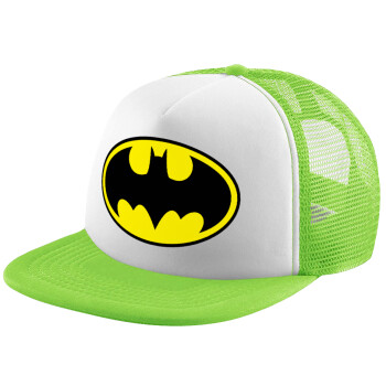 Batman, Adult Soft Trucker Hat with Mesh GREEN/WHITE (POLYESTER, ADULT, ONE SIZE)