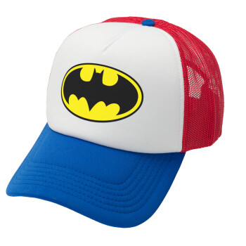 Batman, Καπέλο Ενηλίκων Soft Trucker με Δίχτυ Red/Blue/White (POLYESTER, ΕΝΗΛΙΚΩΝ, UNISEX, ONE SIZE)