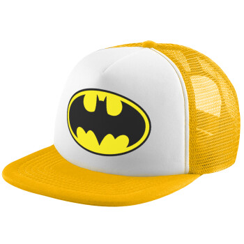 Batman, Καπέλο Ενηλίκων Soft Trucker με Δίχτυ Κίτρινο/White (POLYESTER, ΕΝΗΛΙΚΩΝ, UNISEX, ONE SIZE)