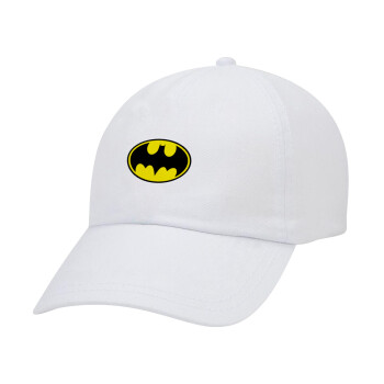 Batman, Adult Baseball Cap White 5-panel (POLYESTER, ADULT, UNISEX, ONE SIZE)