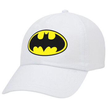 Batman, Adult Baseball Cap White 5-panel (POLYESTER, ADULT, UNISEX, ONE SIZE)