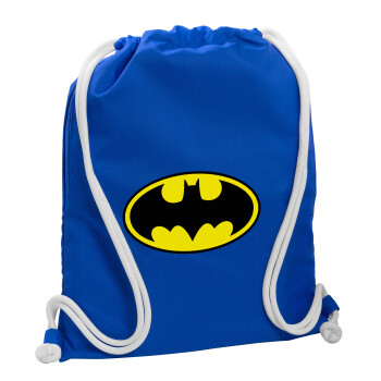 Batman, Backpack pouch GYMBAG Blue, with pocket (40x48cm) & thick cords