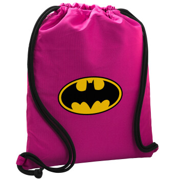 Batman, Backpack pouch GYMBAG Fuchsia, with pocket (40x48cm) & thick cords