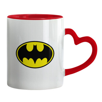 Batman, Κούπα καρδιά χερούλι κόκκινη, κεραμική, 330ml