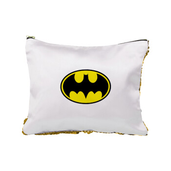 Batman, Sequin Gold Pouch Cosmetic Bag