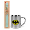 Easter Set, metallic thermal cup (300ml) & aromatic flat Easter candle (30cm) (TURQUOISE)