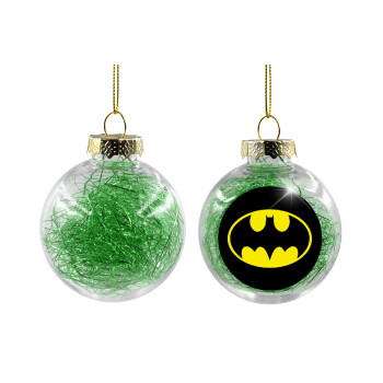 Batman, Transparent Christmas tree ball ornament with green filling 8cm