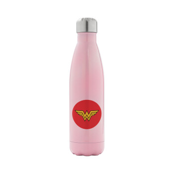 Wonder woman, Metal mug thermos Pink Iridiscent (Stainless steel), double wall, 500ml