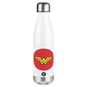 Wonder woman, Metal mug thermos White (Stainless steel), double wall, 500ml