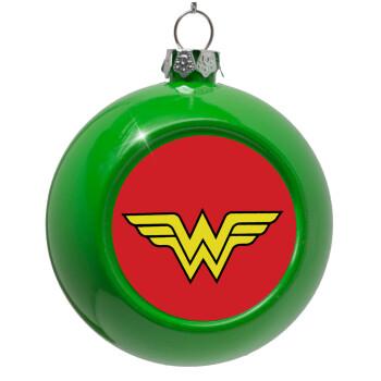 Wonder woman, Green Christmas tree ornament bauble 8cm