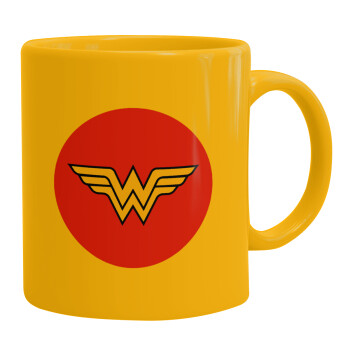 Wonder woman, Ceramic coffee mug yellow, 330ml